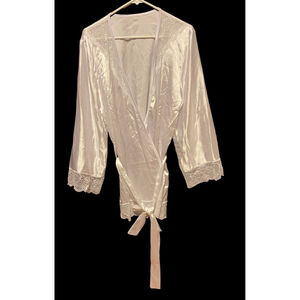 Frederick’s of Hollywood White Silky Satin Robe